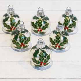 Dine Glass Holly Place Holder - Set of 6